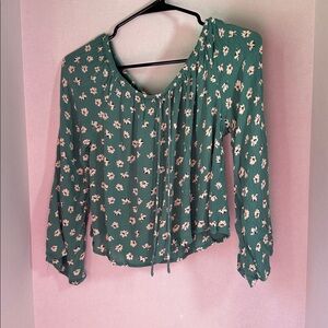 Billabong green floral cropped top size medium